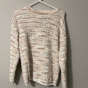 Textured Knit Sweater - Cream and Tan